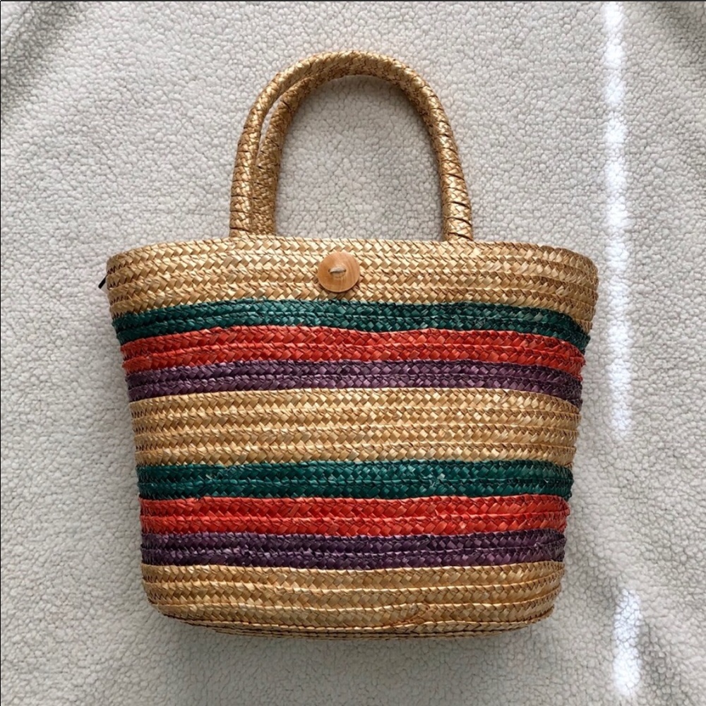 Vintage Multicolored Straw Handbag